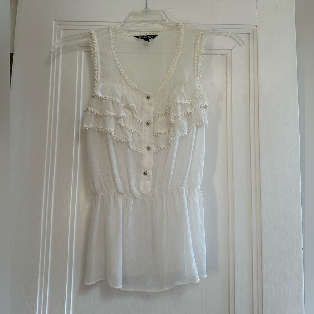 Express Semi-Sheer White Top - Size XS